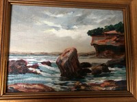 Vintage Glenn Bastian Original Oil Painting on Canvas Framed Seascape 1930's