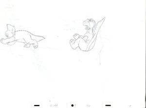 LAND BEFORE TIME DRAWING OF LITTLEFOOT AND CERA 111122-15 - Picture 1 of 1