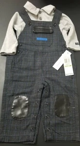 Calvin Klein Infant 2pc Overall Set Size 3-6 Mos Long Sleeve Blue Gray NWT - Picture 1 of 7