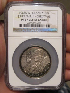 Poland - 1988 Silver 10000 Zlotych "John Paul" (NGC PF 67 Ultra Cameo) - Picture 1 of 4