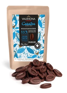 Valrhona dunkle französische halbsüße Schokoladenscheiben zum Backen (Feves). Premium CARAÏ - Bild 1 von 12