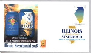 #5274 ILLINOIS STATEHOOD STAMP FIRST DAY ISSUE, PRAIRE 1818 FARMHOSUE ALE, BEER - Picture 1 of 1
