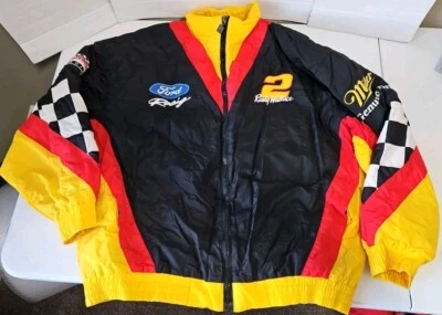 Abrigo Chaqueta Vintage Rusty Wallace Nascar Racing Miller Cerveza Nuez moscada Talla XXL 90s Foto 1 de 4