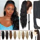 14"-32" Long Thick Clip In As Human Hair Extension Pony Tail Wrap On Ponytail Us