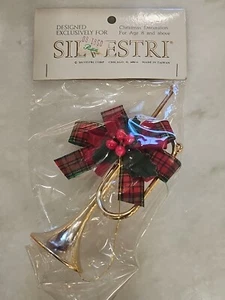 Vintage Silvestri 5" Trumpet Christmas Ornament Hanging Decor Gold Plastic NEWVI - Picture 1 of 6