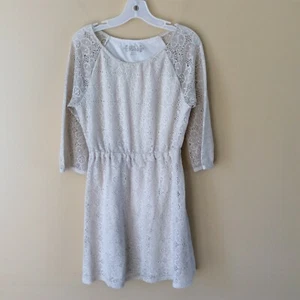 Mudd Girl's Ivory Long Sleeve stretch Lace Dress Size 12  - Picture 1 of 6