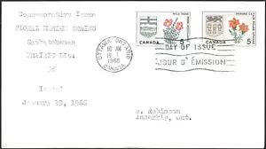 Canada # 426/ 425 PROVINCIAL FLORAL EMBLEM Fine Used 1966 Addressed Issue - Picture 1 of 2