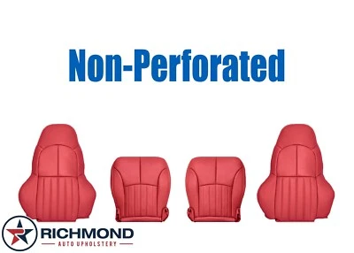 2000-2004 Corvette C5-Driver/Passenger Complete Leather Seat Covers Red NON-PERF - Image 1 of 4