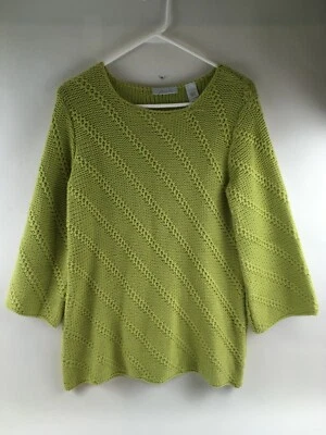 Suéter JH Coleccionable Tejido con Cable Para Mujer Talla Grande Verde Claro Manga Larga Top Foto 1 de 4