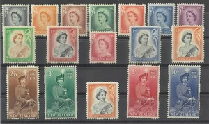 New Zealand 1953-57 Queen Elizabeth II Set/16 Stamps Plus 1/9 White Paper 27-4 - Picture 1 of 1