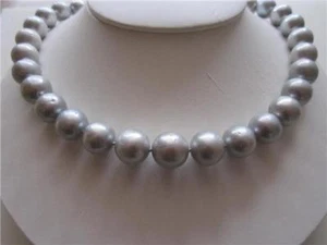 13.5-14 Millimeter Natural South Sea Gray Pearl Necklace, 14K. W.G. Clasp, New - Picture 1 of 12