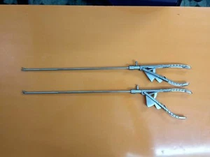 Laparoscopic Needle Holder Curved Left & Right Jaw Tips Set 5mm Reusable Forceps - Picture 1 of 12