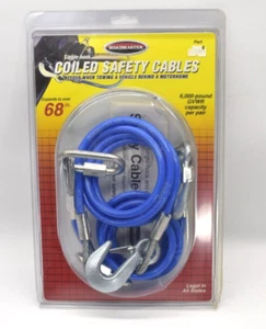 ROADMASTER #643 Coiled Safety Cables 68" 6,000 pound GVWR Cap per Pair - Picture 1 of 4