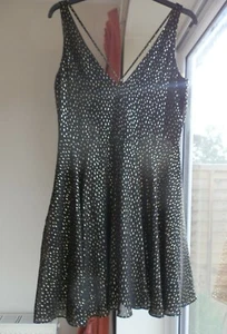 ABITO MISS SELFRIDGE NERO E ORO NUOVO CON ETICHETTE TAGLIA 10 PEZZI £39 - Foto 1 di 7