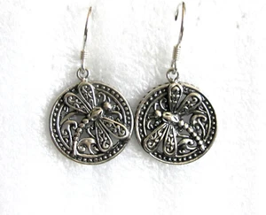 Dragonfly Earrings / 925 Sterling Silver / 1.5 inches long - Picture 1 of 4