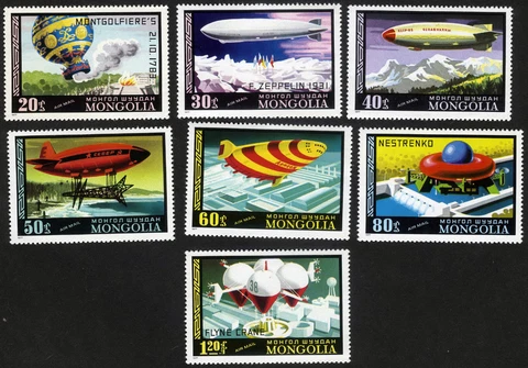 Mongolia 1977 Zeppelin Blimp MNH (SC# C93-C97) Cover