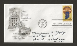 1966 US 5c Indiana Statehood Sesquicentennial FDC Scott #1308 Corydon - Picture 1 of 2