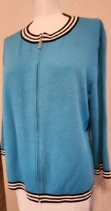 Current St. John Knit Jacket Wool Blend Turquoise Luxury L READ - Picture 1 of 19