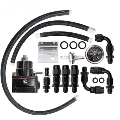 Adjustable Fuel Pressure Regulator Oil Gauge 100PSI AN6 6AN Fittings - Image 1 of 4