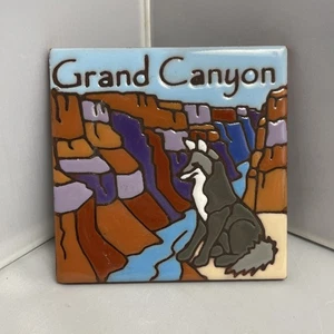 Azulejo de arte de cerámica 3,8" Gran Cañón gris lobo hecho en Tucson AZ EE. UU. - Imagen 1 de 7