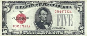 $5 1928-B Small Size Legal Tender Note 1527 - Picture 1 of 2
