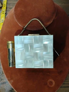 Vintage Stratton Gold Metal Compact Mother Of Pearl  Lipstick Holder B16 Beauty - Picture 1 of 5