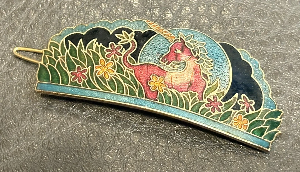 "Accesorio de pasador de pelo cloisonné vintage unicornio esmalte colorido 2,25""" Foto 1 de 4