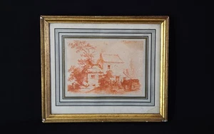 Sanguine, paysage de ferme XVIIIeme / farm drawing  18th century sanguine - Picture 1 of 4