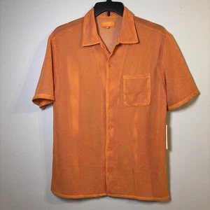 Camisa Negative Space Para Hombre L Naranja Tejido Abierto Malla Manga Corta Playa Vacaciones - Imagen 1 de 16