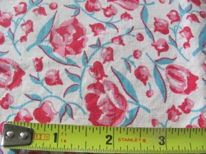 Vintage authentic red pink aqua floral quilting weight feed sack in sack form - Picture 1 of 2