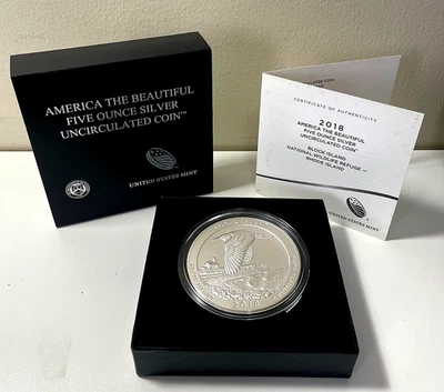 2018 BLOCK ISLAND - 5 OZ COIN- .999 FINE SILVER - Image 1 of 4