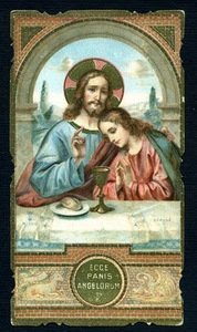 GESU'-ECCE PANIS ANGELORUM-SANTINO CROMO- S.LEGA IMAGE PIEUSE-HOLY CARD-santini - Picture 1 of 1