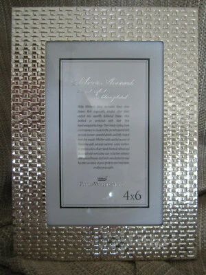 NEW! MODERN Philip Whitney 4"x6" BASKET WEAVE Silver plated PICTURE Photo FRAME — 第 1/2 张图片