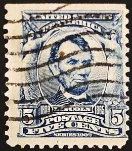 US Scott #304 5c blue Lincoln 1903 Regular Issue - Picture 1 of 2