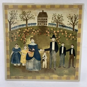 Carol Enders Folk Art Ceramic Tile Otagiri Japan 1996 Enesco Trivet Folk Art 6X6 - Picture 1 of 3