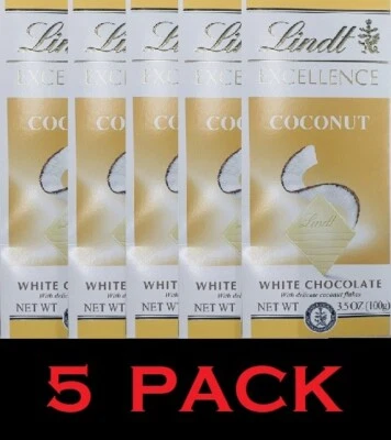 5x NUEVO Lindt Excellence BLANCO COCO Barra de Chocolate 3.5 OZ - 1 Bar - PAQUETE DE 5 Foto 1 de 3