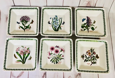 "Juego de 6 platos de pasta cuadrados profundos Portmeirion Botanic Garden 7,5""" Foto 1 de 4