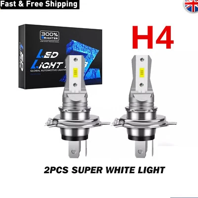2XNIGHTEYE 50W H4 LED Headlight Bulb Light Hi/Lo Beam Kit 6500K HID Super White - Image 1 of 4