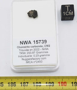 Météorite NWA 15739 dans une boite Chondrite carbonée CM2 (0.23 gramme - 004**) - Imagen 1 de 9