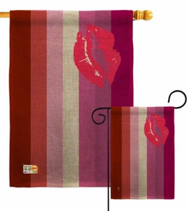 Lipstick lesbian Burlap Garden Flag Support Pride Decorative Gift Yard Banner - Picture 1 of 19
