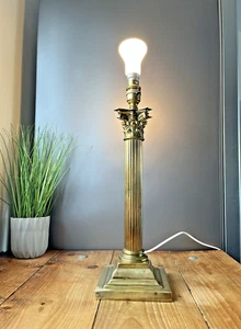 LARGE ANTIQUE ART DECO CORINTHIAN COLUMN TABLE LAMP ACANTHUS LEAF COUNTRY HOUSE - Picture 1 of 14