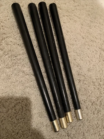 VTG MID CENTURY 4 TAPER LEGS SCREW ON METAL TIPS PAINTED BLACK 15” Cover
