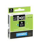 Dymo 45021 D1 Labelmaker Tape 12Mm X 7M White On Black S0720610