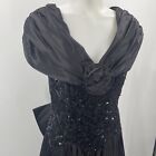 Vintage Zum Zum Off The Shoulder Sequin Black Dress Full Skirt Prom Formal Retro