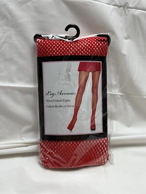 Leg Avenue Fishnet Tights - Pantyhose One Size 90-165 lbs Red 9001 - Image 1 of 4