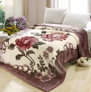 Korean Mink Fleece Organic King Blanket, 2 Ply Reversible Silky Soft Plush Warm - Picture 1 of 6