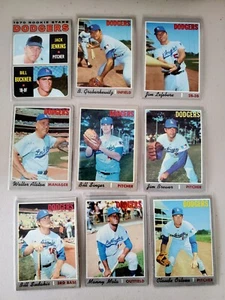 Lot of 9 1970 Topps LA. DODGERS vintage CLAUDE OSTEEN, BILL BUCKNER ROOKIE - Picture 1 of 4