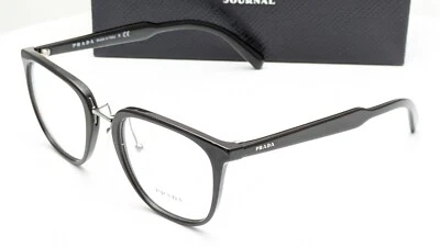 Gafas unisex negras brillantes rectangulares Prada VPR 10T 1AB-1O1 51 mm Foto 1 de 4