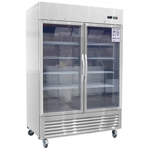 54" Merchandiser Refrigerator 2 Glass Door Stainless Steel Interior and Exterior - Picture 1 of 19
