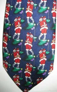 CAPE COD NECKWEAR Seidenkrawatte MARINEBLAU Krawatte Santa Golf Urlaub Neu mit Etikett hässliche Weihnachten - Bild 1 von 3